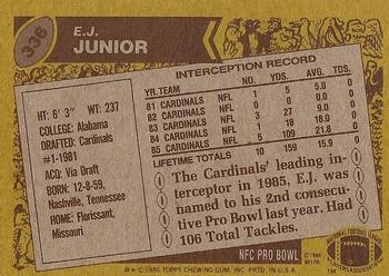 1986 Topps #336 E.J. Junior Back