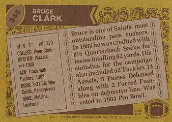 1986 Topps #345 Bruce Clark Back