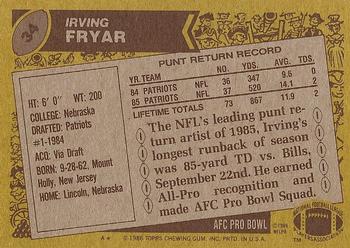 1986 Topps #34 Irving Fryar Back