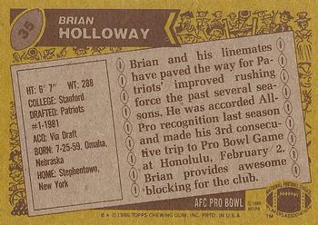 1986 Topps #35 Brian Holloway Back
