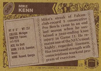 1986 Topps #366 Mike Kenn Back