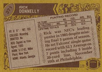 1986 Topps #371 Rick Donnelly Back