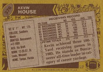 1986 Topps #376 Kevin House Back