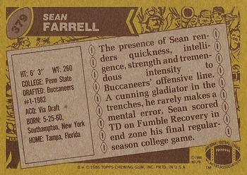1986 Topps #379 Sean Farrell Back