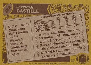 1986 Topps #382 Jeremiah Castille Back