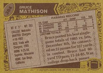 1986 Topps #384 Bruce Mathison Back