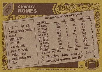 1986 Topps #393 Charles Romes Back