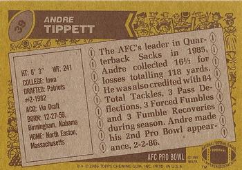 1986 Topps #39 Andre Tippett Back