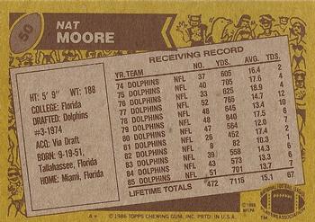 1986 Topps #50 Nat Moore Back