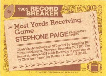 1986 Topps #6 Stephone Paige Back
