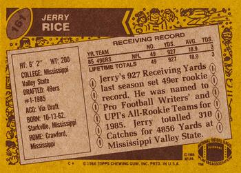 1986 Topps #161 Jerry Rice Back