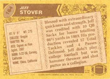 1986 Topps #164 Jeff Stover Back