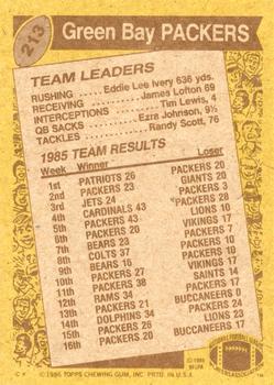 1986 Topps #213 Packers Team Leaders Back