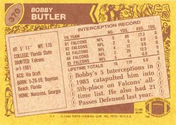 1986 Topps #370 Bobby Butler Back