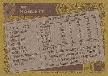 1986 Topps #392 Jim Haslett Back