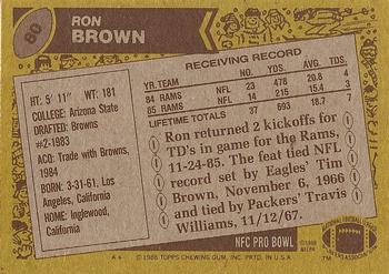 1986 Topps #80 Ron Brown Back