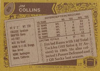 1986 Topps #89 Jim Collins Back