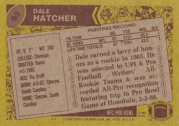 1986 Topps #93 Dale Hatcher Back