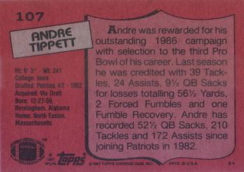 1987 Topps #107 Andre Tippett Back