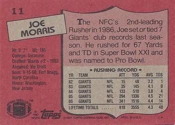 1987 Topps #11 Joe Morris Back