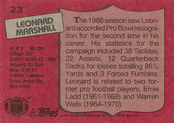 1987 Topps #23 Leonard Marshall Back
