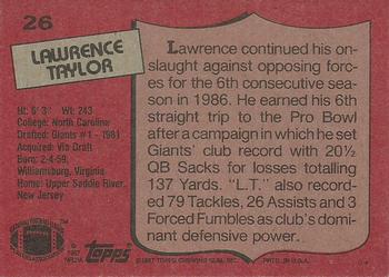 1987 Topps #26 Lawrence Taylor Back