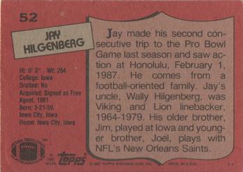 1987 Topps #52 Jay Hilgenberg Back