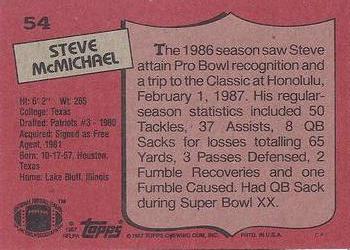 1987 Topps #54 Steve McMichael Back