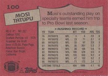 1987 Topps #100 Mosi Tatupu Back