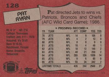 1987 Topps #128 Pat Ryan Back