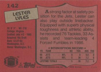 1987 Topps #142 Lester Lyles Back