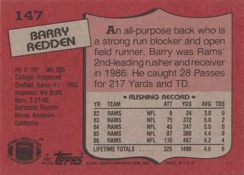 1987 Topps #147 Barry Redden Back