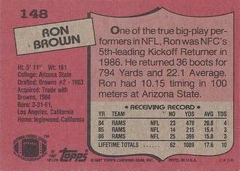 1987 Topps #148 Ron Brown Back