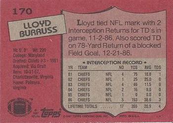 1987 Topps #170 Lloyd Burruss Back