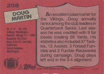 1987 Topps #208 Doug Martin Back