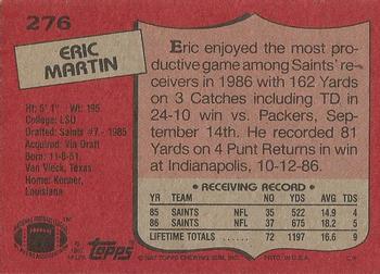 1987 Topps #276 Eric Martin Back