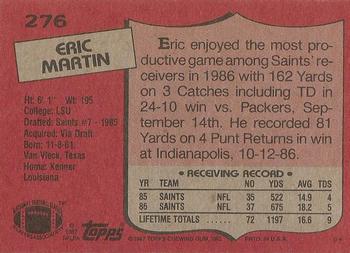 1987 Topps #276 Eric Martin Back