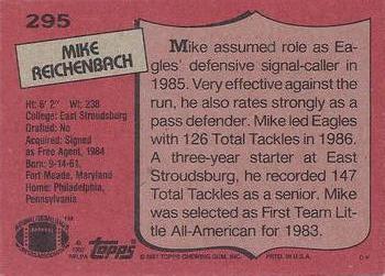 1987 Topps #295 Mike Reichenbach Back