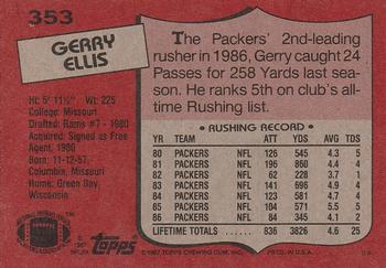 1987 Topps #353 Gerry Ellis Back