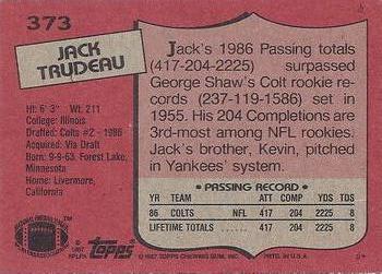 1987 Topps #373 Jack Trudeau Back