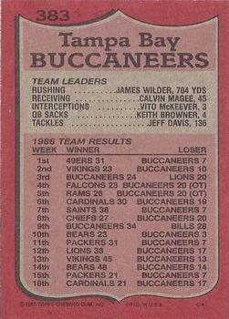 1987 Topps #383 James Wilder Back