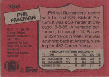 1987 Topps #388 Phil Freeman Back