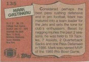 1987 Topps #135 Mark Gastineau Back