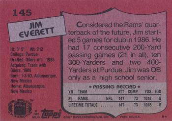 1987 Topps #145 Jim Everett Back