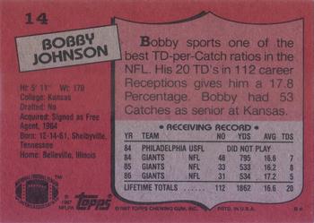 1987 Topps #14 Bobby Johnson Back
