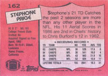 1987 Topps #162 Stephone Paige Back