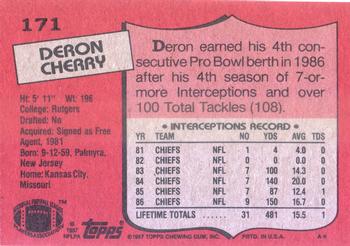 1987 Topps #171 Deron Cherry Back