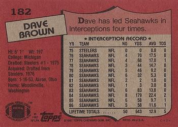 1987 Topps #182 Dave Brown Back
