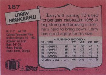 1987 Topps #187 Larry Kinnebrew Back