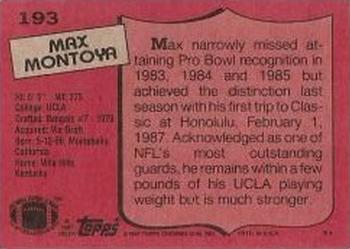 1987 Topps #193 Max Montoya Back